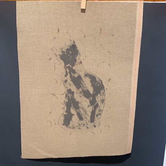 Liz Goodrick-Dillon Grey Cat Stud Collar Handpainted Needlepoint Canvas AP 463 - Picture 2 of 3